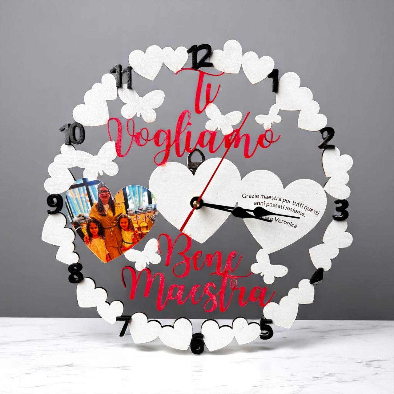 Orologio personalizzato con foto e dedica – Regalo emozionante per la maestra