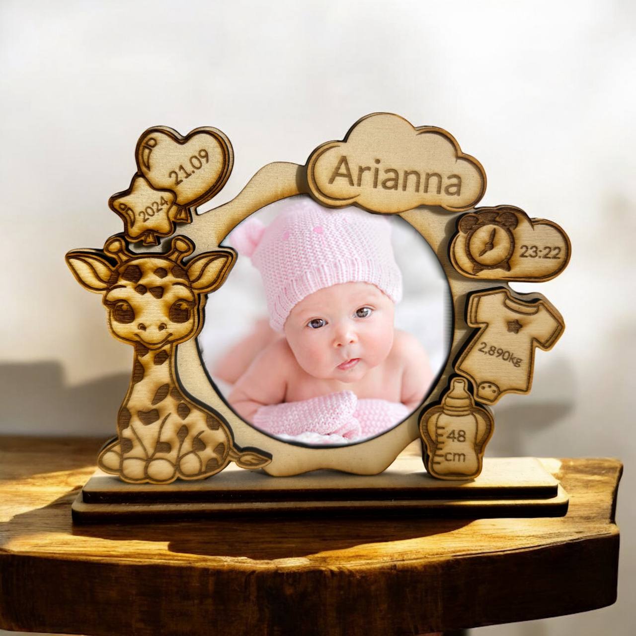Cornice 3D Personalizzata Nascita – Modello Giraffa