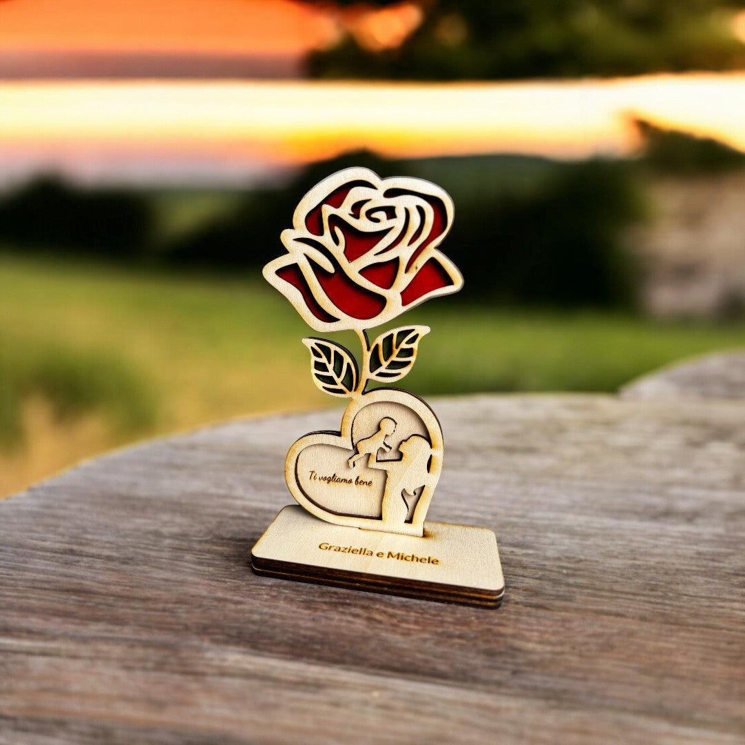 Rosa in legno personalizzata – Un pensiero che dura per sempre