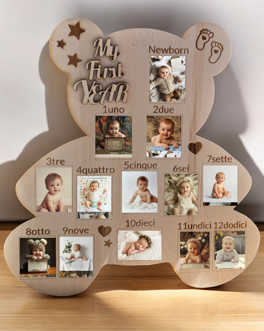 Cornice in legno “My First Year” – Forma Orsetto