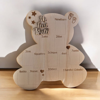Cornice in legno “My First Year” – Forma Orsetto