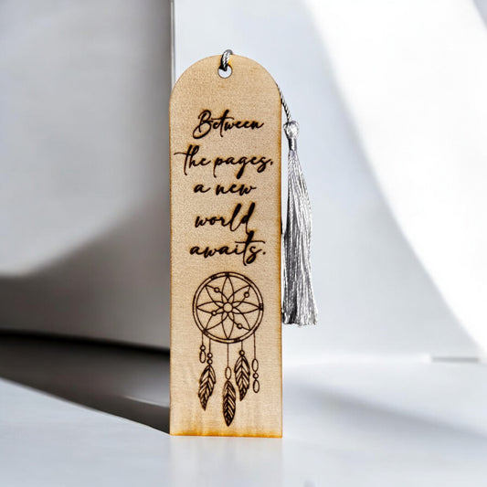 Segnalibro in legno con incisione "dreamcatcher"