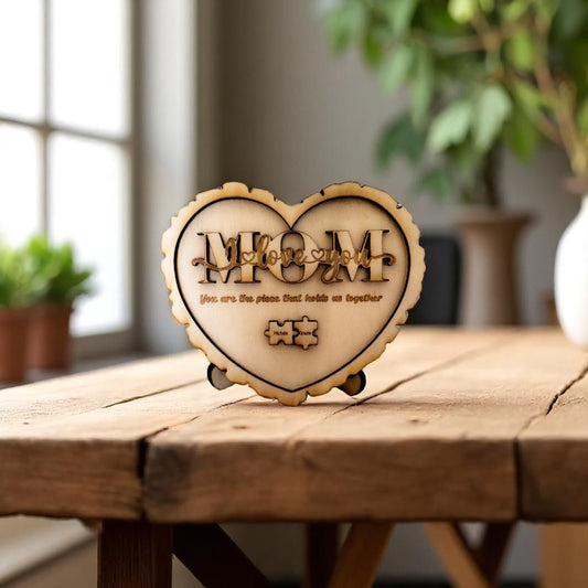 Cuore in legno “MOM” – Opera d’arte personalizzata
